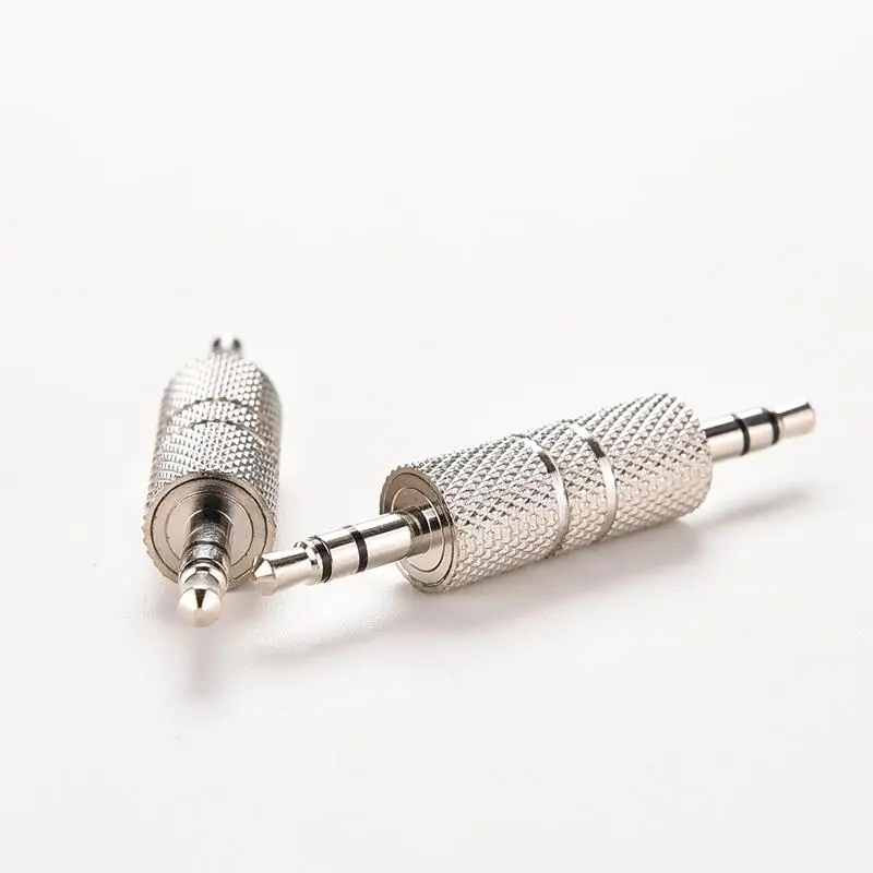 1PC Sliver 3.5mm Stereo Male to Male Audio Jack Plug Headphone Adapter Jack Coupler Connector