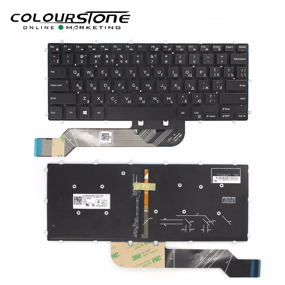 لوحة مفاتيح لأجهزة الكمبيوتر المحمول DELL INSPRION 14 14-7466 V7466 لوحة مفاتيح ذات خلفية سوداء روسيا