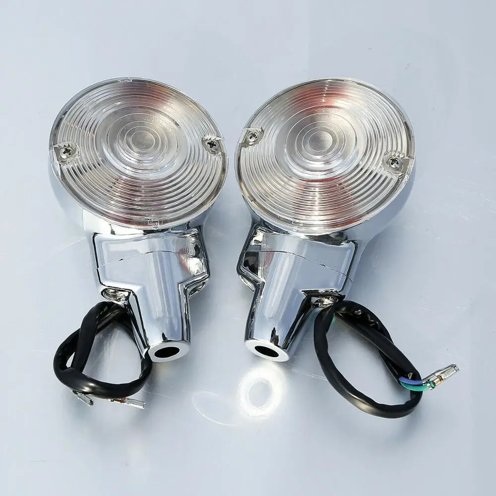 Chrome Pair ABS Front Flat Turn Signal Lights For Harley Touring Road King Glide 2001-2017 Heritage Softail Classic FLSTC 99-17