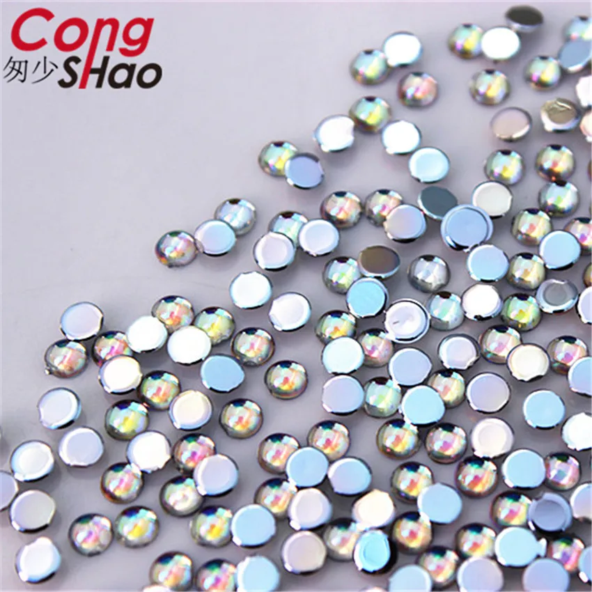 Cong Shao 1000szt 3mm 3D Nail Art Tips AB Color flatback crystal Acrylic Rhinestone trim phone not hotfix nail applique ZZ625