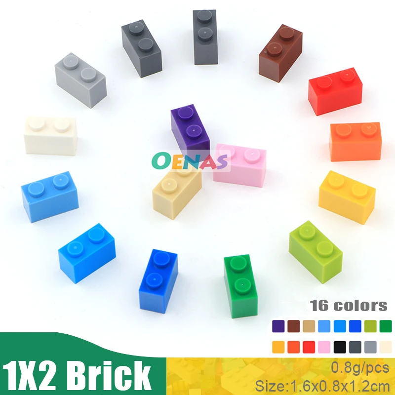 120pcs/bag Educational Kids Toy Plastic Building Blocks Part 1X2 Bricks 100g DIY Kit Compatible With L*going famous brand