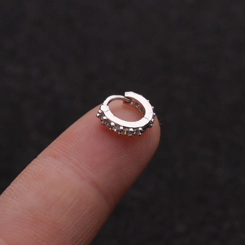 1PC 6-10mm Silver & Gold Color Tone CZ Helix Cartilage Hoop Earring Tragus Rook Snug Ear Piercing Jewelry
