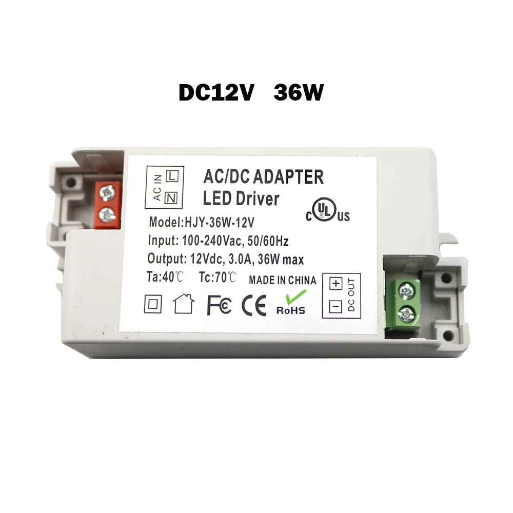 12V LED Driver Transformers AC110V 220V TO DC12V Power Supply Adapter for 6W 15W 30W 36W 60W LED light bulb strips Household Use