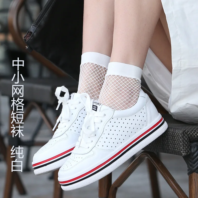 

Summer Women Sexy Grid Socks Short Fishnet Socks White Hollow Lattice Geometry Black Breathable Net Socks Female 1pair=2pcstt090