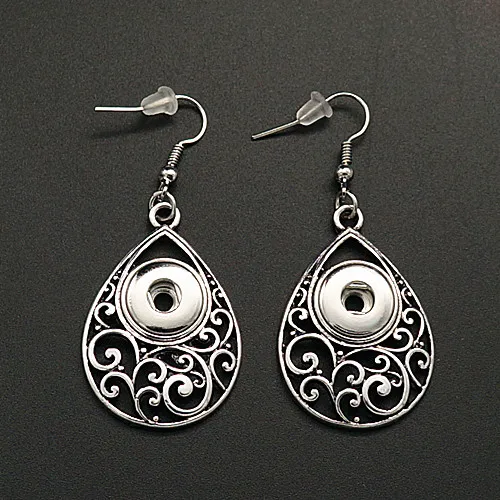 New DJ0099 Beauty Vintage Drop Hollow pattern snap necklace&earring set fit DIY 12MM snap buttons jewlery