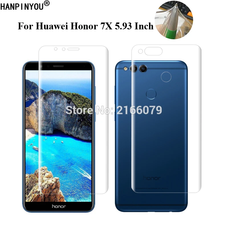 Voor Huawei Honor 7X5.93 "Soft TPU Voorkant Back Full Cover Screen Protector Transparante Beschermende Film + Schone gereedschap