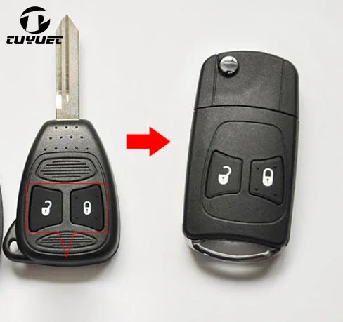 Modified Flip Folding Remote Key Shell for Chrysler 2 Buttons FOB Car Key Case