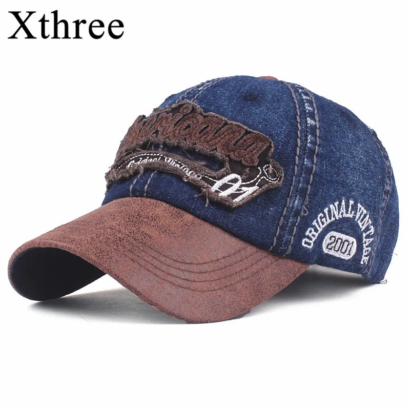 Xthree New men's cap denim baseball caps for men hats women dad hat snapback embroidery American cap casquette hip hop cap