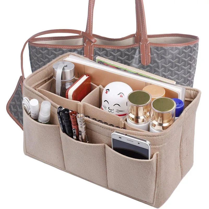 Mode Vrouwen Tas Cosmetische Tassen En Make Up Organizer Vilt Insert Bag Voor Handtas Vilt Doek Binnenzak Past Diverse merk Tassen