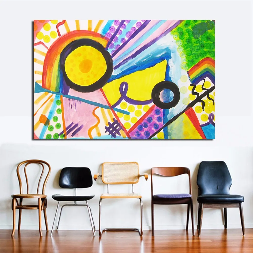 Oil Painting Canvas Home Decor Art Inspired By Kandinsky Wall Pictures For Living Room Modern No Frame Picture