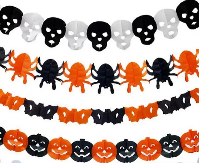 

Paper Chain Garland Decorations Pumpkin Bat Ghost Spider Skull Shape Halloween Decor Garland Deco