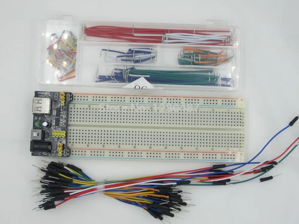 

3.3V/5V Breadboard power module+MB-102 830 points Bread board kit +65 Flexible jumper wires+140pcs jumper wire box