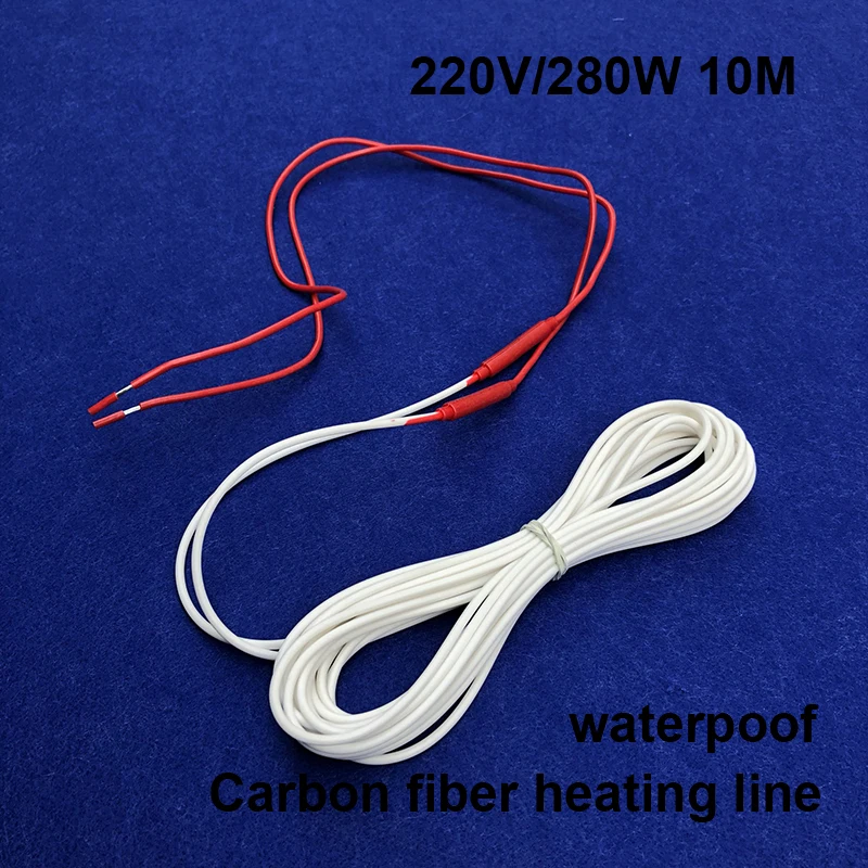 Free shipping 10M Carbon fiber heating line Waterproof heating line Aquarium pipe heating line 220V/280W 10M