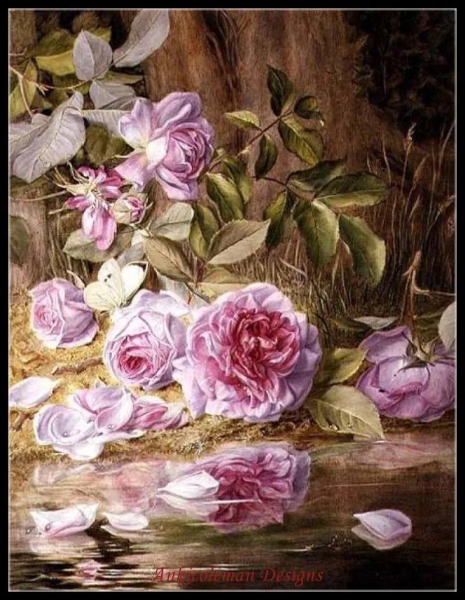 

Needlework for Embroidery DIY French DMC High Quality - Counted Cross Stitch Kits 14 ct Oil painting - Blairie Roses