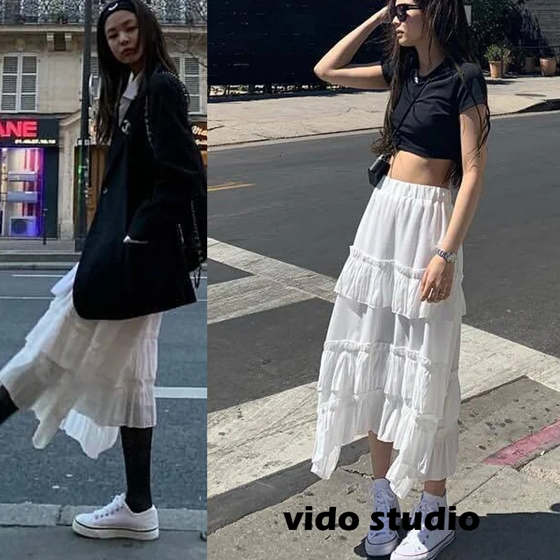 Kpop – robe de fée blanche, célébrité coréenne the same, Super douce, kawaii, élégante, femme, streetwear, t-shirt, vêtements d'été