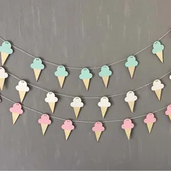 10pcs/lot INS Ice Cream Wood Pendant DIY Hanging Curtain Kids Room Decoration Wood Banner Birthday Party Wall Hanging Decoration