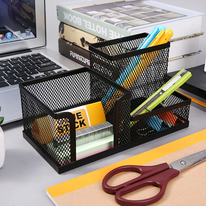 

Sturdy Mesh Reading Desk Organizer Metal Storage Box Metal Pen Holder Office Home Supplies Holding Stationery Accessories 1PC