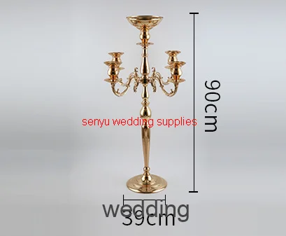 new gold 70cm/90cm Candelabras Wedding Candelabrum With Nice Flower Bowl Metal Candle Holders Christmas Home Decoration senyu43