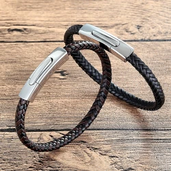 XQNI Different Color Weaved Interlocking Design of Men Bracelet or Women Pressure Button Genuine Leather Bracelet Special Gift