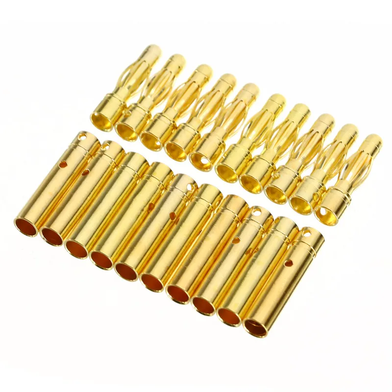 10Pair 4mm RC Battery Gold-plated Bullet Banana Plug High Quality Male Female Bullet Banana Connector