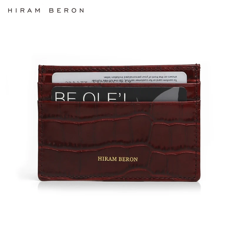 Hiram Beron Make Your Own Case Gift for Women Small Wallets Italian Leather Card Holder Crocodile Pattern Dropship