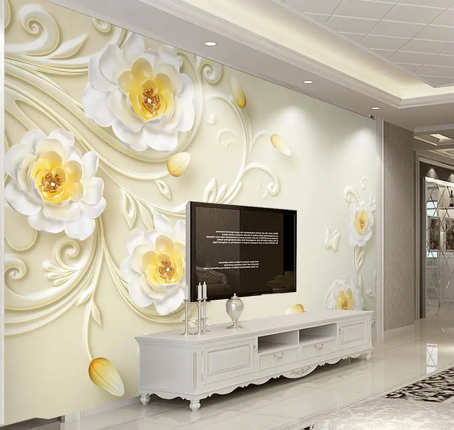 

3D Stereoscopic Wallpaper European 3D Vinyl Wallpaper For walls Brief fashion flower photo wallpaper For Tv backdrop wall