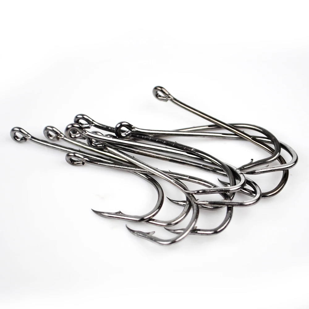 FISH KING 5-10PCS High Carbon Steel Fishing Hook With Ring Barbed BaitHolder Hooks 1-10# 5/0-1/0# Single Lure Fishhook