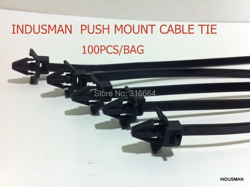 100pcs 5mm x200 Push Mount Wire Ties  ,nylon screw push mount cable tie  ,zip tie