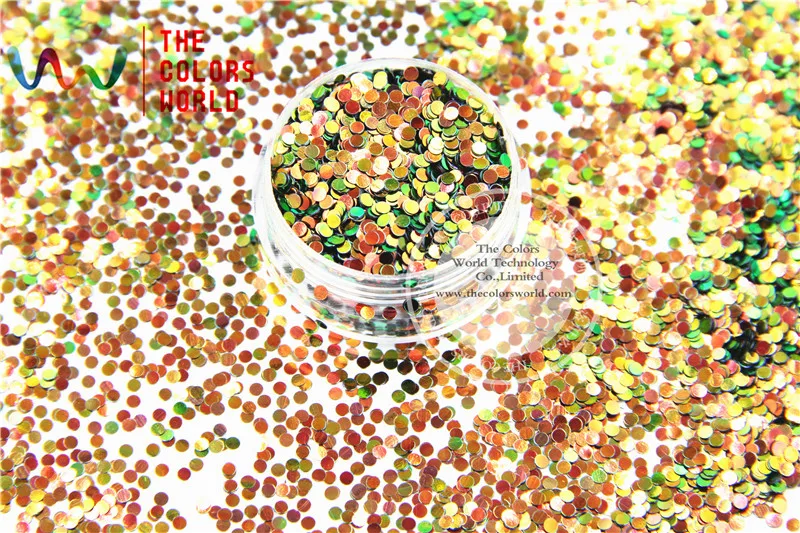 

TCR404 Iridescent Red Gold With Green luster color Round Dot shape 2.0MM Size glitter for nail Art and DIY decoration