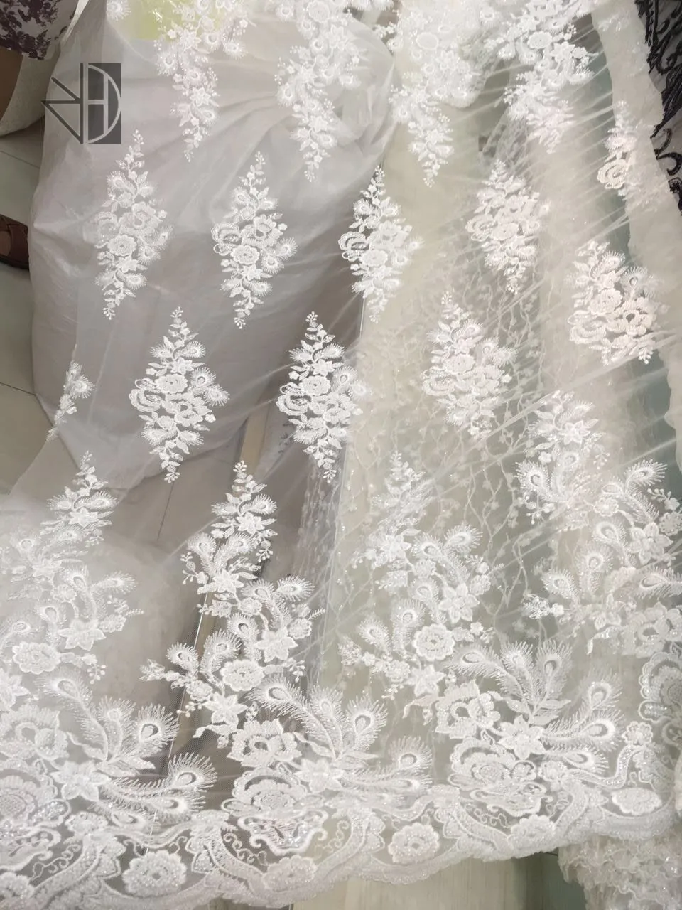 

African French Lace Fabric J-72315 High Quality African Tulle Lace Fabric For Wedding Beaded French Lace Fabric