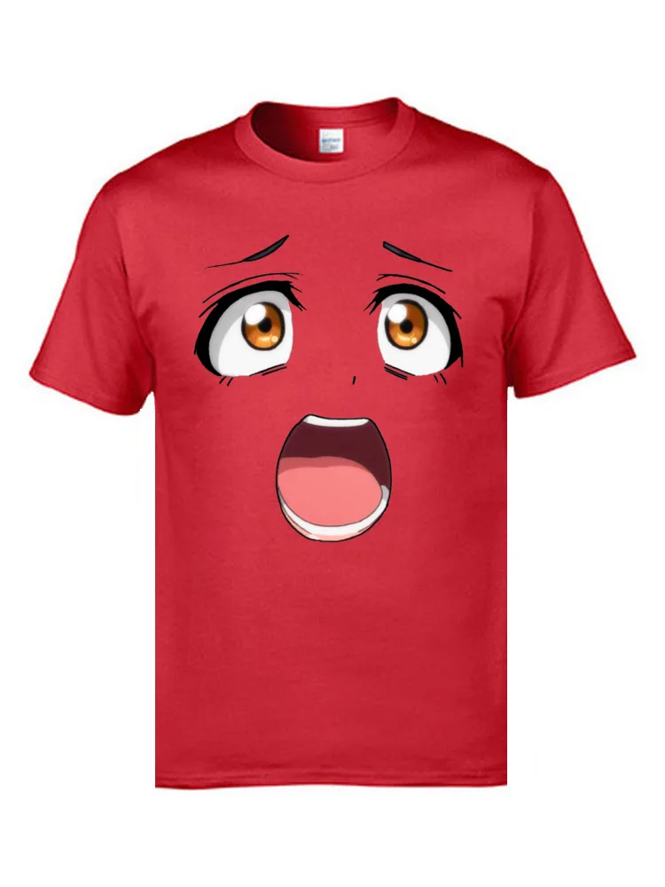 Love Smile Ahegao Adorable Phiz Face T Shirts Japan Anime Harajuku Popular Tshirts 100% Cotton Green Funny T-Shirts Best Gift