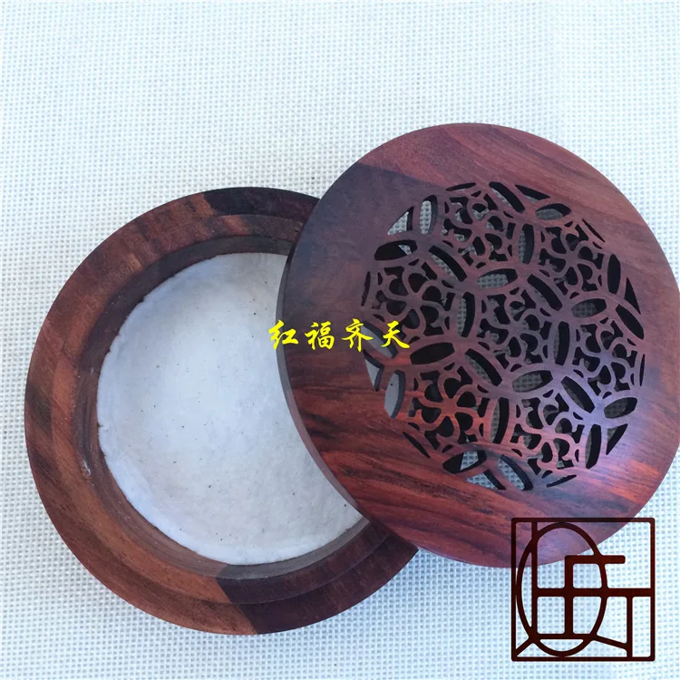 Rosewood circular hollow diamond flower roulette Redwood crafts incense censer Incense wood box new goods