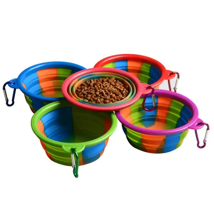 

Camouflage Dog Bowl With Hook Silicone Folding Bowls Pet Food Feeders Outdoor Foldable Dog Pet Bowls SN1791