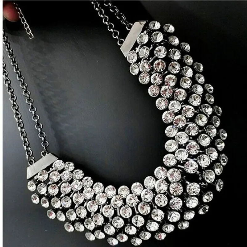 Kymyad Collier Femme Trendy Crystal Statement Necklaces Pendants Women Jewelry Multilayer Link Chain Necklace Bijoux Colares