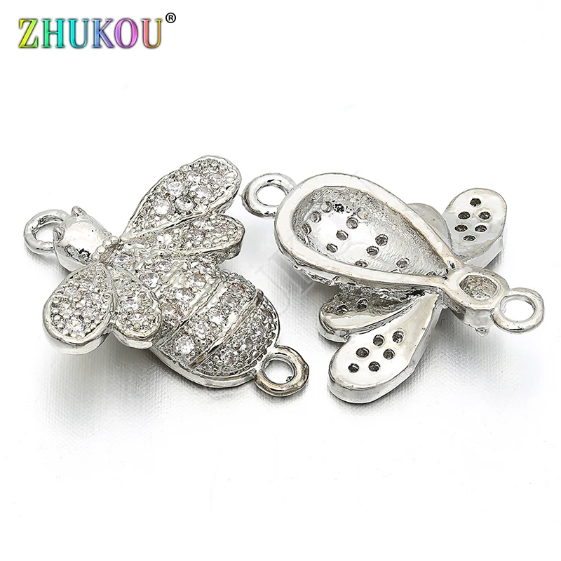 one piece 17*20mm Handmade Brass Cubic Zirconia Bees Chrams Connectors DIY Jewelry Bracelet Necklace Making Model: VS54