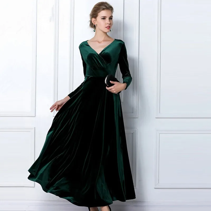 Long Velvet Party Formal Evening Maxi Dress High quality Gown Plus Sizes Ankle-Length Celebrity graduation Dinner Dress Elegance