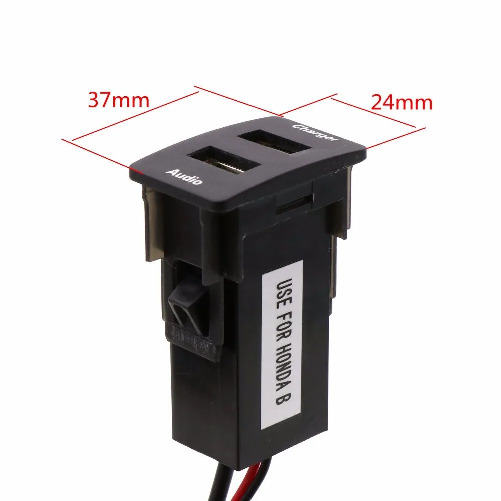 Car Charger 5V 2.1A USB Socket and Audio USB input Socket use for Honda,Civic,Spirior,CRV,Fit Jazz,City,Accord,Odyssey