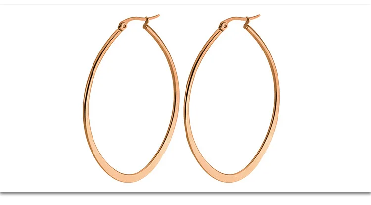 7245 Große Creolen 60mm Ovale Form 316L Edelstahl IP-beschichtet Schmuck Kein Verblassen Allergiefrei – Detail 16