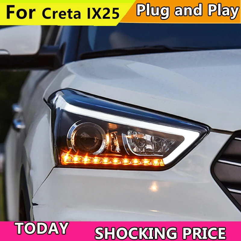 Car headlight Headlights for Hyundai Creta 2015 Headlight for IX25 Head Lamp Daytime Running Light DRL Bi-Xenon HID