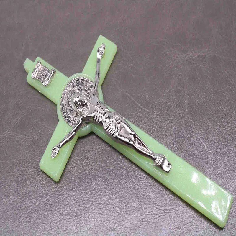 Religious plastic Christ cross pendant. Large Christ Jesus Cross Luminous Pendant Ornament.150mmx80mm