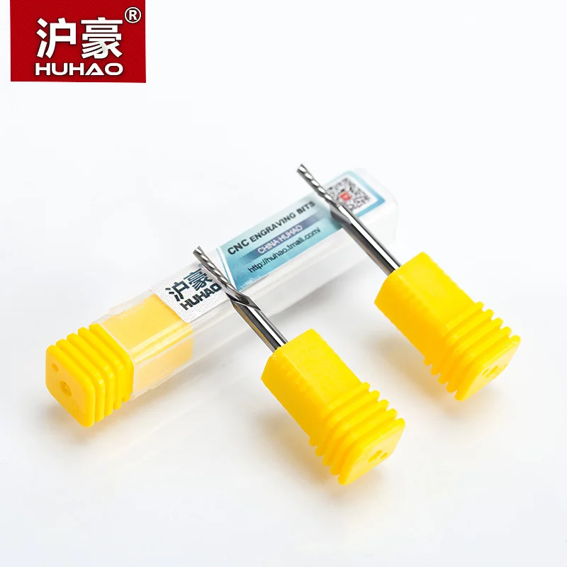 HUHAO 1pc Shank 3.175mm Left Spiral Milling Cutter One Flute Router Bit CNC End Mill Carbide Milling Cutter Tool Accessories