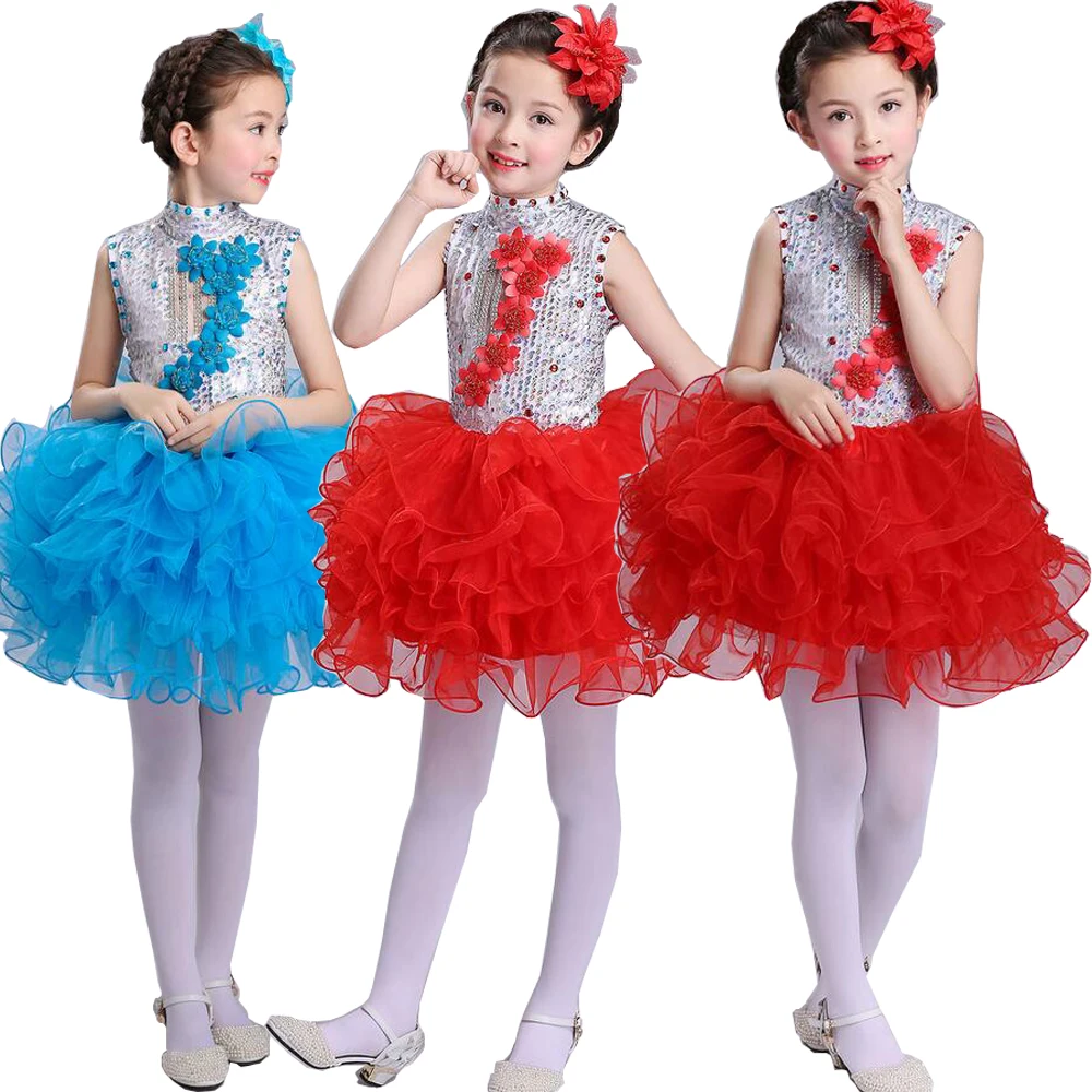 Girls Princess Fancy Dancing dress kids Ballroom Jazz Hip Hop Dresses Ball Party Wear Girl Sequined Halloween Christmas Outfits