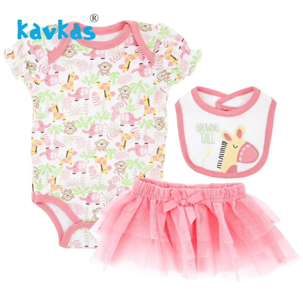 

Kavkas 3Pcs/set Newborn Infant Baby Girls Clothing Sets Cotton Flower Print Summer Romper+Tutu Baby Sets Girl Clothes New Born