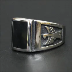 316L Stainless Steel Cool Man Flying Eagle Biker Style Ring