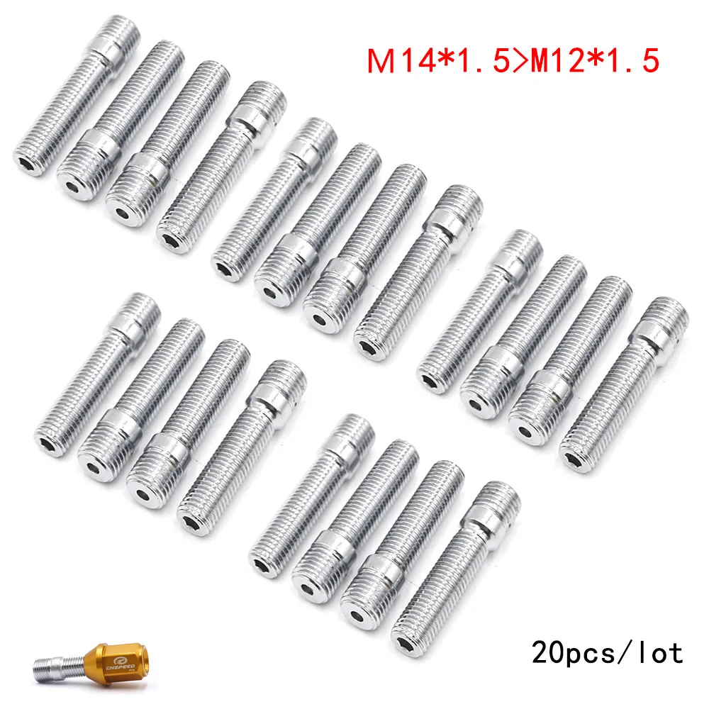 20PCS M14x1.5 TO M12x1.5 New Racing Car Wheel Stud Conversion Tall Lug Bolts To Studs 58MM TT101107