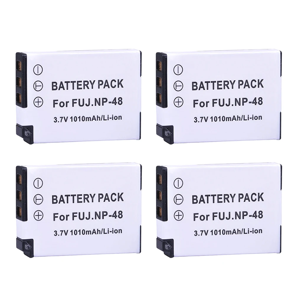 4Pcs 3.7V 1010mAh NP-48 NP48 NP 48 Battery + USB Dual Charger for Fujifilm NP-48, FNP48, BC-48 Fujifilm XQ1, XQ2 Digital Cameras