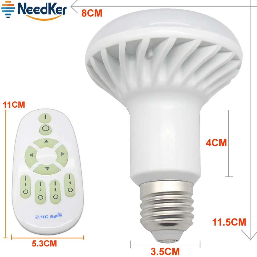 Needker regulável 2.4ghz sem fio rf controle remoto bombillas lâmpada led e27 smd5730 7w ac 220v 230v 240v conduziu a iluminação do bulbo