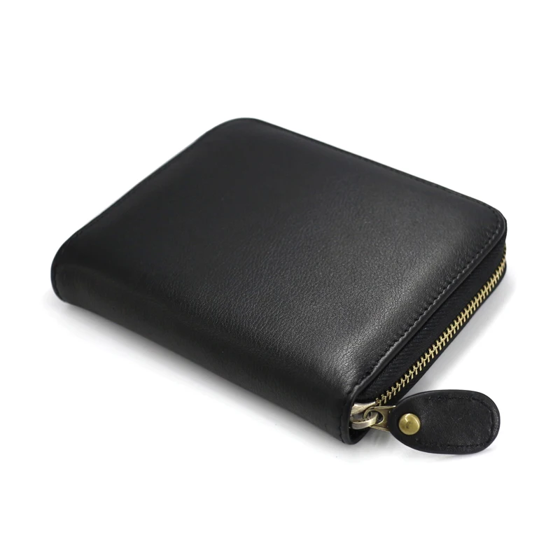 Billetera corta de cuero genuino para hombre, bolso de mano informal de lujo con cremallera, de piel de vaca, monedero para tarjetas de crédito, 100%