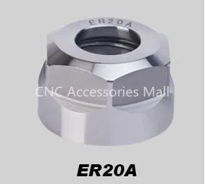 2pcs ER20 high precision full bright clamp nut ER20A Spindle Nut for ER COLLET, CNC collet chuck Nuts