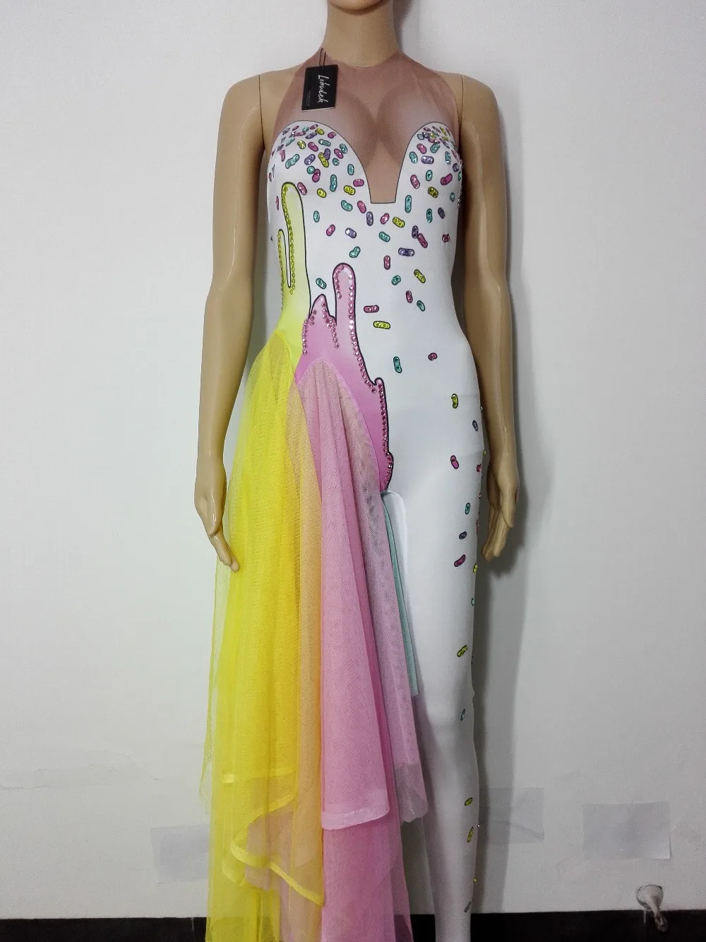 

Women's Rhinestone Jumpsuit Backless Single Dance Costume Colorful Nightclub Party Stage Performance Singer Dancer Sexy Outfit
